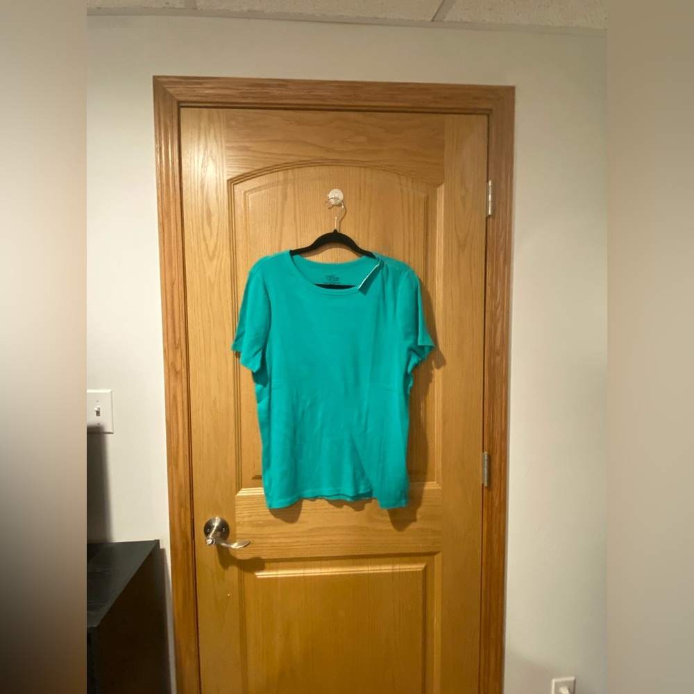 Time And Tru Women’s Plus Size XXL (20) Green Breeze Ribbed Knit T Shirt NEW/NWT